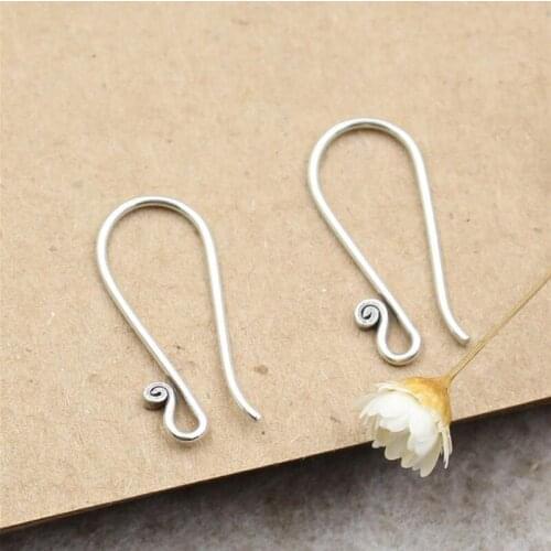 925 stering silver retro Thai silver ear buckle bending ear hook for making jewelry accessories Earrings Hooks 9*22mm 5pairs