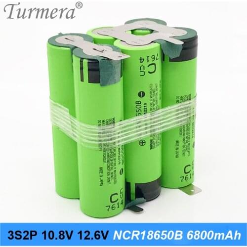 3s2p battery 18650 pack ncr18650b 6800mah 10.8v 12.6v welding solder battery for screwdriver tools battery customized battery