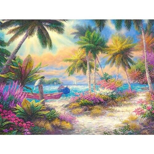 MHD Diamond painting cross-stitch kits Seaside scenery full square rhinestones paintings diamond embroidery icons Home Decor