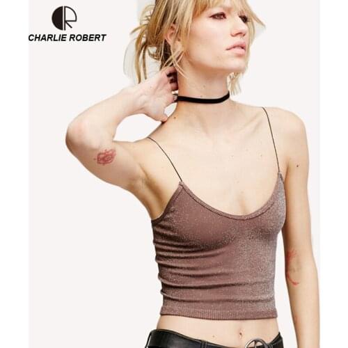 CR New Women Tank Tops Camisole Vest Soft Velour Comfy And Stretchable Short Ladies V Neck Slim Sexy Camis Tops