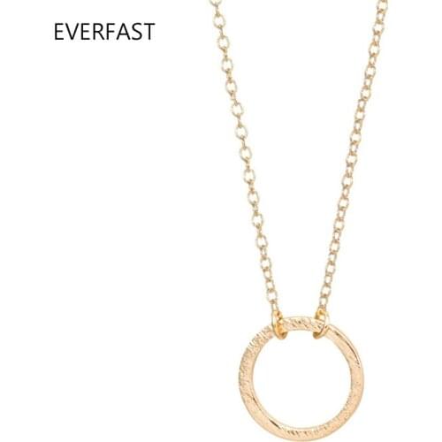 Everfast 1pc Simple Cycle Pendant Colar Gold Silver Ketting Geometric Round Minimalist Necklace For Women