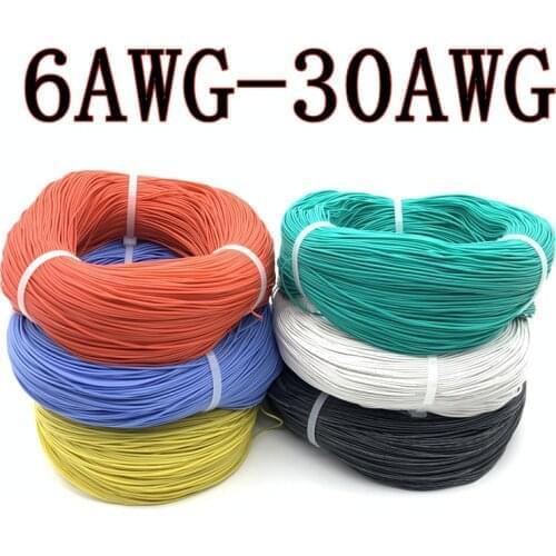 5M Silicone Rubber Copper Wire 30 28 26 24 22 20 18 16 14 12 11 10 9 8 7AWG Soft Flexible Electric Lamp Lighting Wire Cable