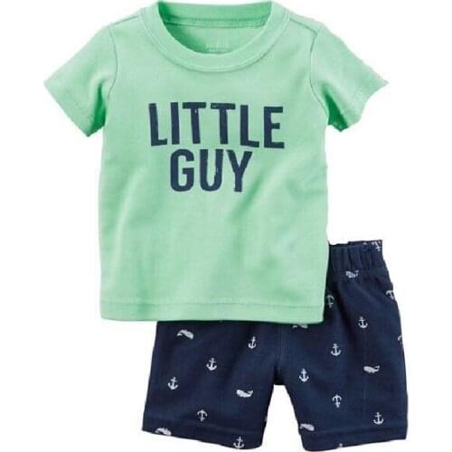 Hooyi Little Guy Baby Clothes Set Casual Boys T-Shirt Short Pants 2-Pieces Clothing Suit Anchor Children Tee Shirts Outfits Tops