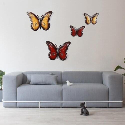 3pcs 27*22cm Garden Home Creative Simulation Wrought Iron Three-dimensional Butterfly Wall Decoration Hanging Living Room
