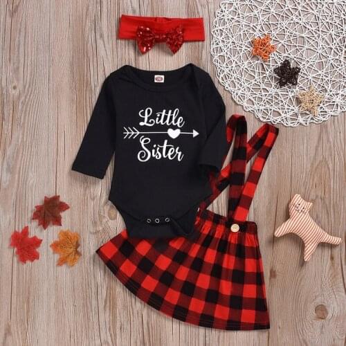 Newborn Baby Girls Clothing Set Baby Girls Long Sleeve Bodysuit+Suspender skirt +Bow Headband 3PCS Infant Jumpsuit outfits Suit