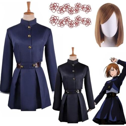 Anime Jujutsu Kaisen Cosplay Costume Kugisaki Nobara Tatoo Girls Women Dress Uniform Full Set