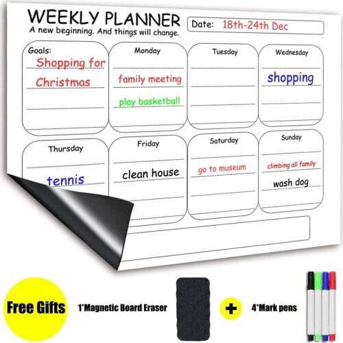 16x12inch Magnetic Refrigerator Whiteboard Kitchen Calendar Erasable Schedule Week Month Organizer Planner Board Home Decore