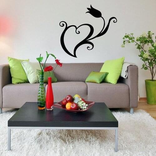 Wall Decals Flower Heart Art Vinyl Wall Stickers Home Decorative Bedroom Plants Lilies Rose Pattern Die Cut Removable B161