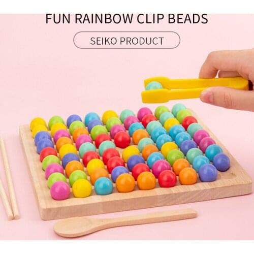 Concentration Early Education Elimination Toys Wooden Rainbow Clip Beads Board Game Childrens Educational Kindergarten