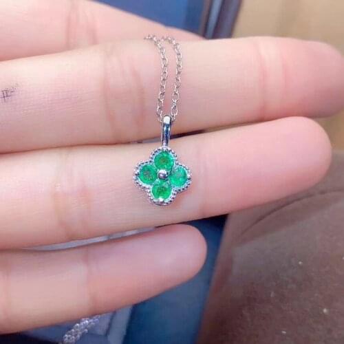 Natural Real Emerald necklace Emerald Pendant Solid S925 Sterling Silver Emerald necklace For Women Colour Gem Stone