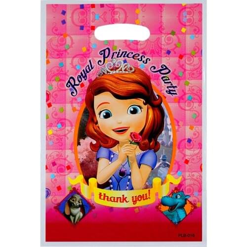 10Pcs Disney princess Sofia Kids Birthday Party Favor Bag Wedding Disposable Snack Candy Gift Bag Baby shower supplies