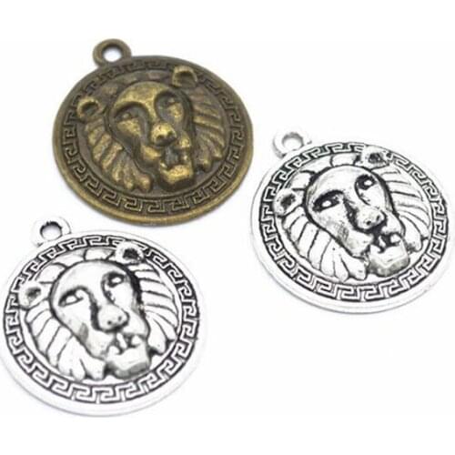 20pcs/lot 24x21mm Antique Silver Plated Alloy Lion Charms Pendant Fit For Jewelry Findings