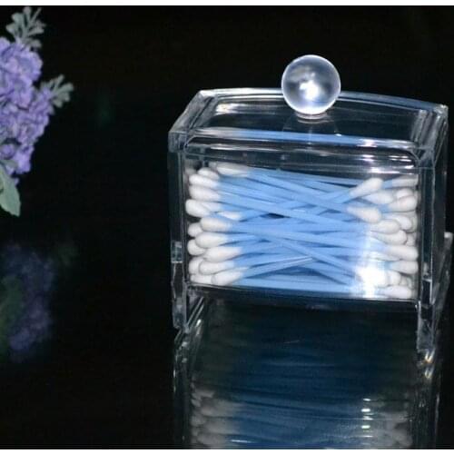 50PCS New Clear Acrylic Cotton Swab Organizer Stick Box Cosmetic Holder Makeup Storage