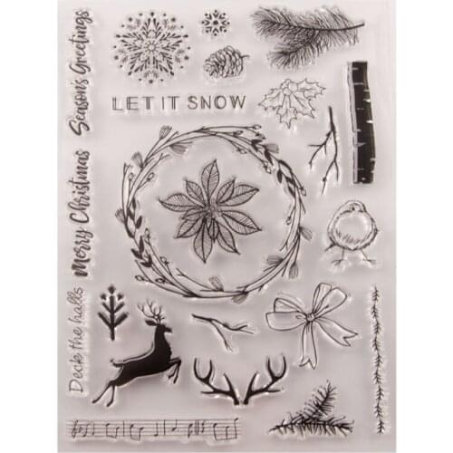 Deer Snowflake Transparent Clear Silicone Stamp Seal DIY Scrapbook Rubber Stamping Coloring Embossing Diary Decoration Reusable