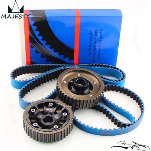 Adjustable Billet Cam Gears + Timing Belt For 93-01 H*onda P*relude H22 DOHC VTEC Black