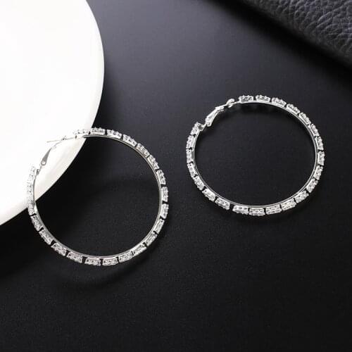 Hoop Earring for Women Cubic Zirconia Stone Luxury Female Engagement Wedding Party Accessories Trendy Jewelry E740
