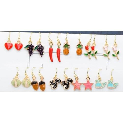 Cute Fruit Animal Earrings For Women Unique Design Geometric Colored Sweet Earrings Girls Gifts Women Earring Jewelry