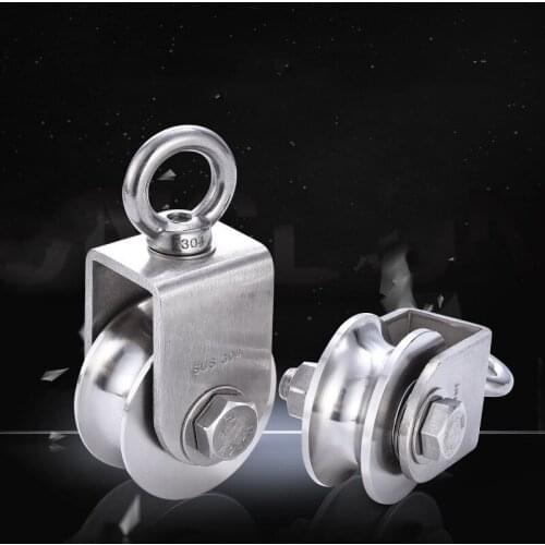 1pcs Stainless Steel M48~ M68 Steel Wire Pulley 304 Single Wheel Swivel Lifting Rope Pulley Block For Wire Rope Withstand 300kg