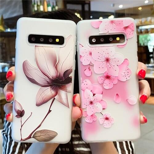 Cool lovely 3D Relief Floral Phone Case For Samsung Galaxy S10 S10E S10 Plus A10 A20 A20E A30 A40 A50 A60 A70 Girly Silicon Case