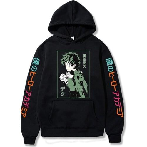 Harajuku Anime My Hero Academia Midoriya Deku Hooded Sweatshirt Fashion Cartoon Clothes Winter Long-Sleeved Casual Women Hoodies