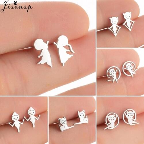 New Korean Earrings Women Fashion Jewelry Personality Girl and Boy Humanoid Simple Stud Earrings Gymnastics Earings Sports Gifts