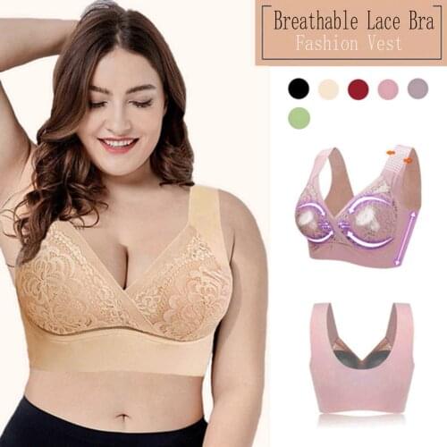 2021 New Brassieres Women Yoga Sports Front Closure Extra-Elastic Breathable Lace Trim Bra Underwear Comfortable Bralette