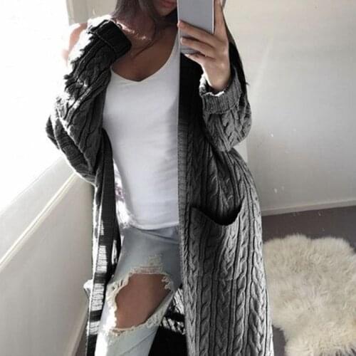 Knitted Cardigans Sweaters Women Long Sleeve Solid Color Pockets Female Autumn Casual Jumper Coat Clothing Woman Tops