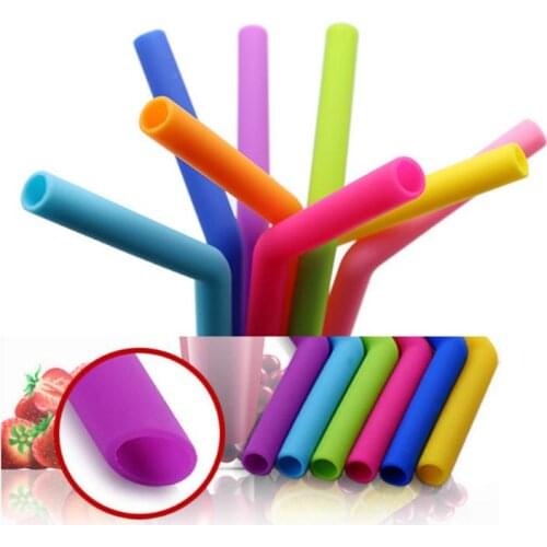 100set DHL 6pcs/set Reusable Drinking Straws Food-grade Silicone Straws Colorful Drinking Straw with Cleaning Brush SN2992