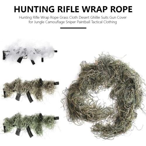 135cm Airsoft Hunting Blind Ropes Camouflage Ghillie Suit Accessories Elastic Synthetic Fiber Mlitary CS Hunting Blind Gun Wraps