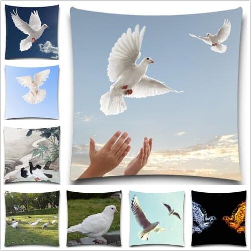 5 size Cotton Polyester Square Throw Pillow Case Office Home Cushion Cover Animal Dove Decorative Pillow Cover