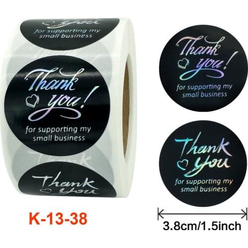 500Pcs 1.5inch Thank You Sticker For Gift Decor Label Thank You For Supporting My Small Business Label For Stationery Sticker