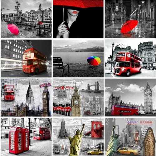 5D Diamond Painting Landscape Diamond Mosaic Scienic Pictures Of Rhinestones Diamond Embroidery Red&Black Series Home DecorRp191