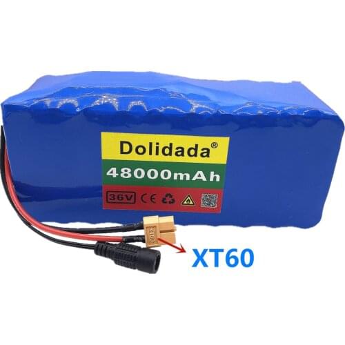 Dolidada XT60 interface 36V battery 10S4P 48Ah battery pack 500W high power battery 42V48000mAh Ebike electric bike BMS