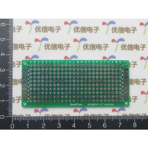 Free shipping sided HASL / 2.54MM Pitch / 3 * 7CM universal board / test board / full glass sided green oil board