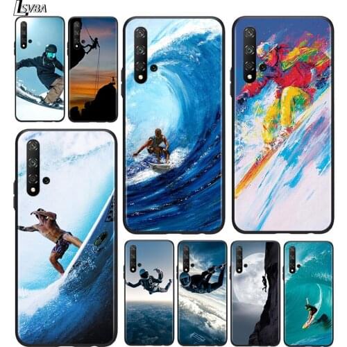 Adventure challenge ski climbing for Huawei Honor 30 20 10 9S 9A 9C 9X 8X MAX 10 9 Lite 8A 7C 7A Pro Silicone Black Phone Case