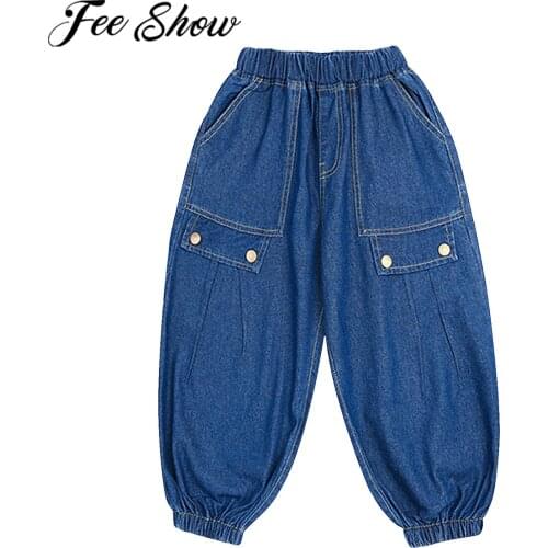 Children Pants Boys Jeans Trousers Spring Autumn New Fashion Kids Cargo Pants For Boys Denim Long Pants Clothing 5-14 Years