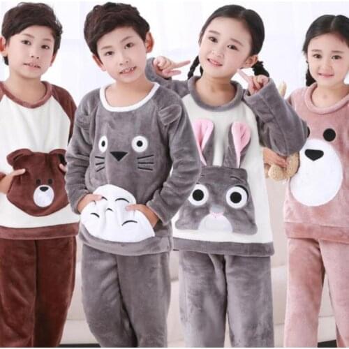 Kids pijamas Homewear Winter New Children Fleece Pajamas Warm Flannel Sleepwear Girls Loungewear Coral Fleece Boys Pyjama