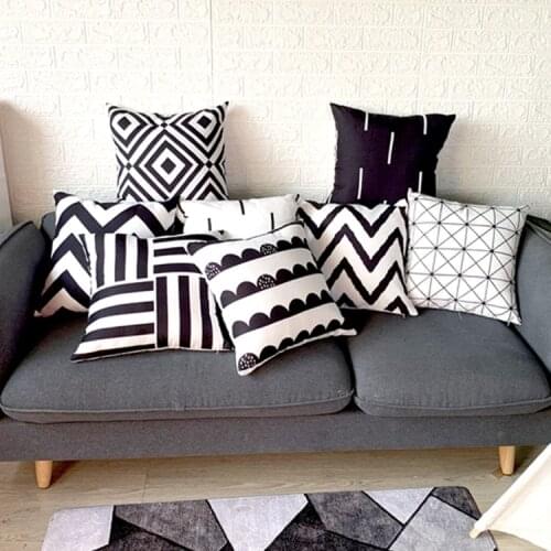 Home Sofa Cushion Pillow Case Simple Bamboo Slub Cushion Cover Living Room Bedroom Decoration