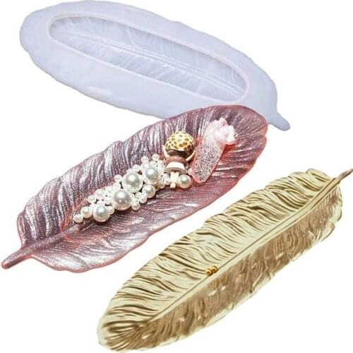 2 Pcs Silicone Resin Feather Mold Creative Epoxy Casting Molds Making Jewelry Tray Trinket Dish Ring Holders - Unique & Elegant