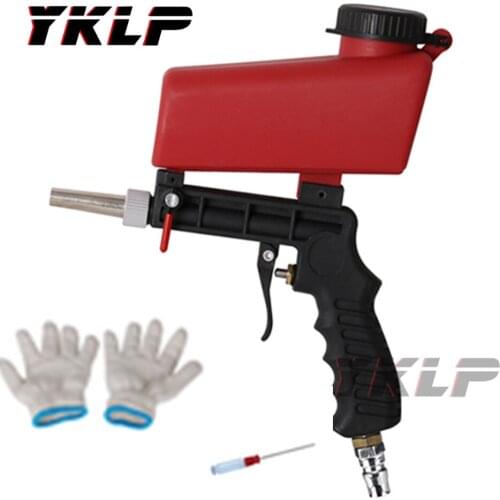 90PSI Gravity Sandblasting Gun Handheld Sandblasting Machine Small Pneumatic Sandblasting Gun Include Work Gloves cross screwdri