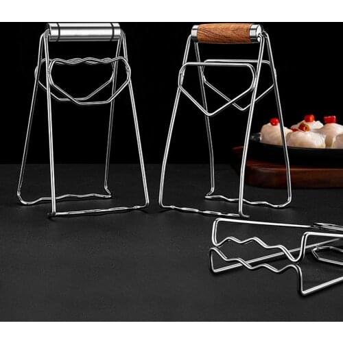 Hot Plates Clip Anti-scalding Foldable Stainless Steel Anti-slip Plates Bowls Pots Gripper Holder Steamer Tong for Hot Dishes