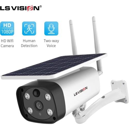 LSVISION Solar WiFi IP Camera 1080P HD Outdoor Charging Battery Wireless Security Camera PIR Motion Detection Two-Way Audio IP66