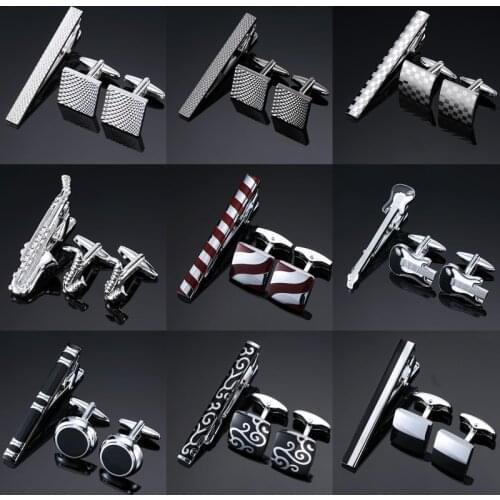 AS Superhero Cufflinks tie clip brand new fashion jewelry boat anchor Saxophone tie clip mens Wedding Shirt badge pin clip gift