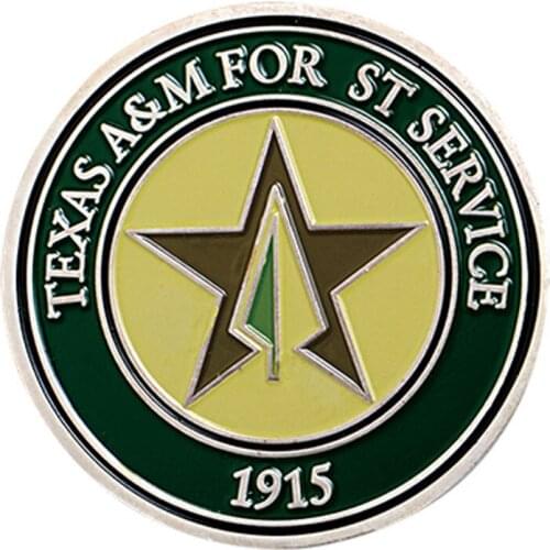 Best selling green carved five-pointed star logo round coin