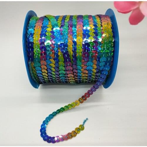 LNHOME 100 Yards/Roll 6mm Flat Sequins Roll Laser Assorted Blue Colors Sequins Trim Confetti Bags/Shoes/Clothing Sewing Sequins