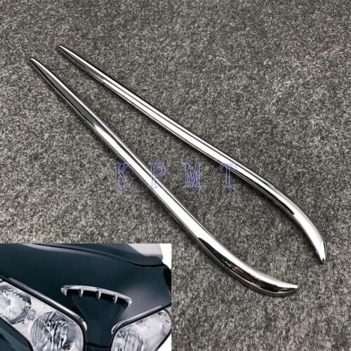 Motorcycle Chrome Front Headlight Fairing Eyebrows Trim Decorations Accent For Honda Goldwing Gl1800 2001-2017 2013 2014 2015