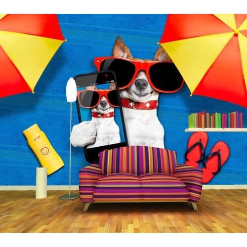 Cartoon dog Smartphone Glasses Colored background Animals wallpapers,living room sofa tv wall children bedroom papel DE parede