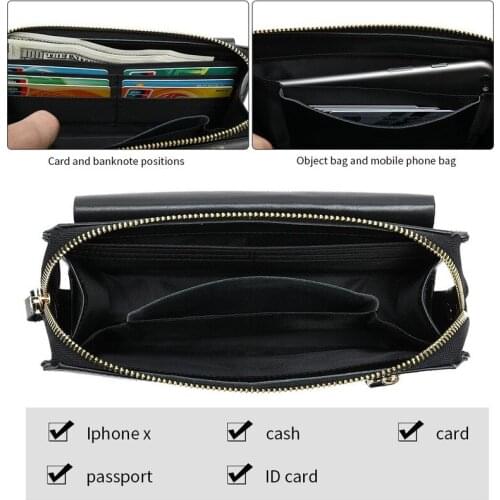 Men Wallet Genuine Leather Leather Mens Wallet Business Zipper Clutch Bag Top Layer Cowhide Clutch Card Holder for Men