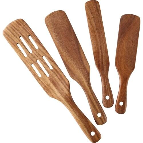 Utensils Tools Spurtles Set Spatula 5 Pack Non-Stick Wood Burlywood Cooking Kitchen 5Pcs