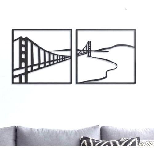 HLO Bridge Wall Frame 2 Piece Silhouette Living Room Home Decoration Wood Mdf Modern Creative European Style Photo Frame Set